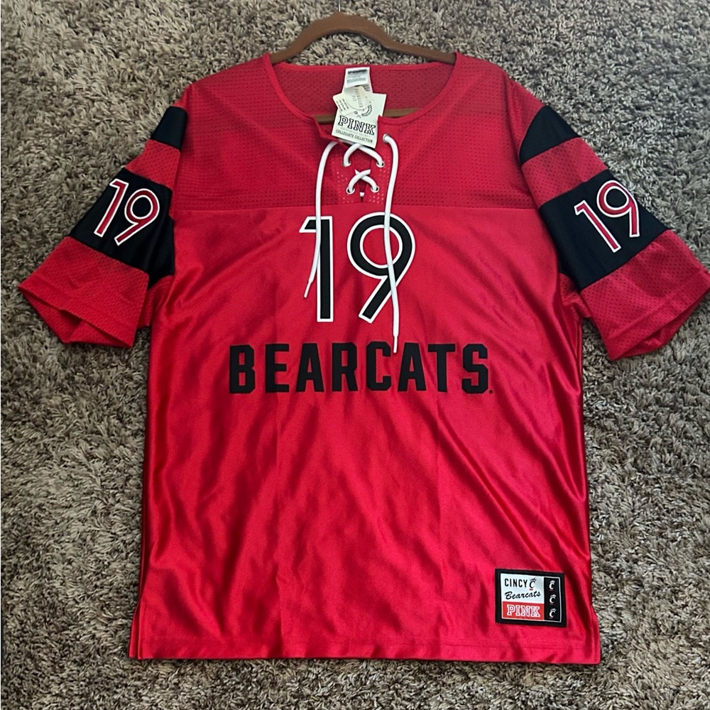 PINK Victoria's Secret Red 3/4 Sleeve Oversized Jersey